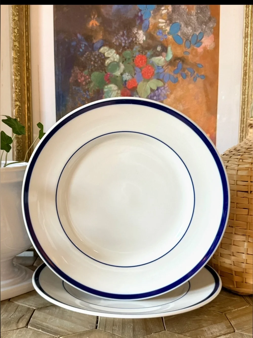 Williams Sonoma “Brasserie” Blue Stripe - Dinner Plates 11